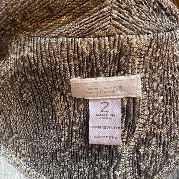 Chico’s luxurious Gold Open Front Blazer Women’s L/12 Long Sleeve Shimmer - Picture 4 of 4